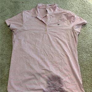 Vineyard Vines Pink and White Striped Polo Shirt